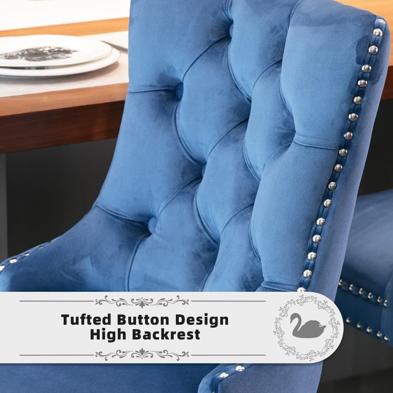 Wing Back Velvet Tufted Nailhead Barstools(Set of 6)