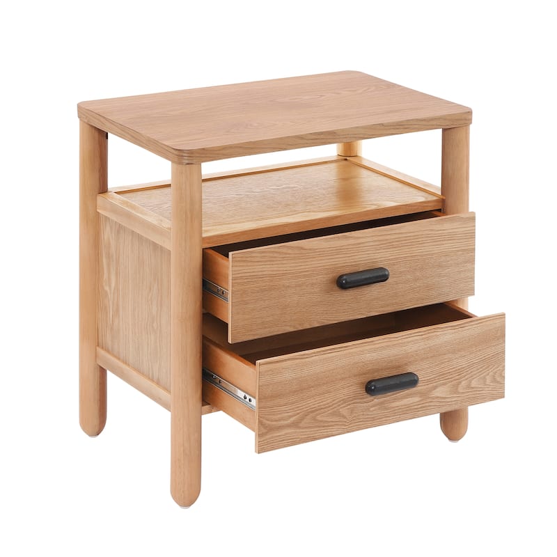 Christopher Knight Home - Modern Minimalist 23.62" Nightstand with Rounded Wood Legs & Open Storage Shelf, Multi-Functional Use