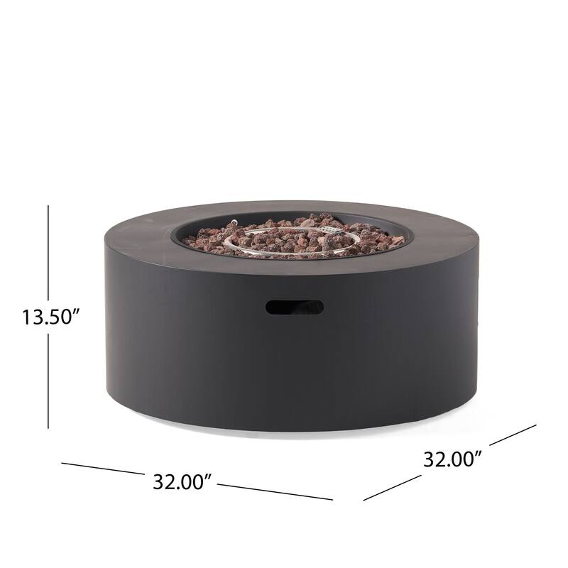 32 in. W x 32 in. D x 13.5 in. H Iron Propane Gas Burning Round Outdoor Patio Fire Pit in Dark Grey