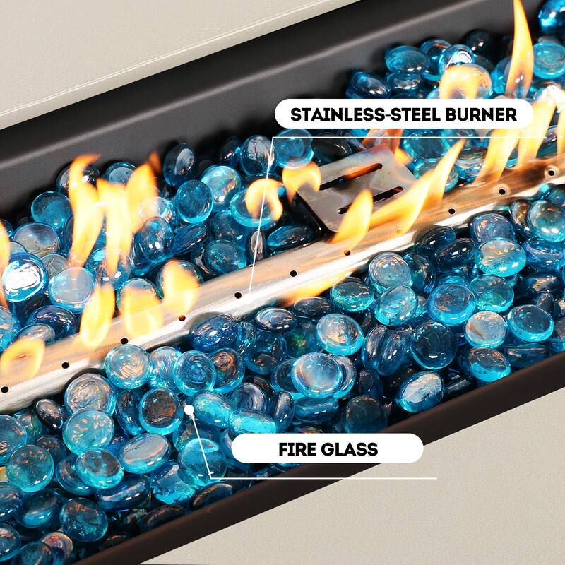 Patio Watcher 42/56in.50000-BTU Outdoor Magnesium Oxide Fire Pit Table with Gas Tank Cover and Wind Guard