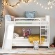 preview thumbnail 15 of 25, Built-in Design Twin over Twin Bunk Bed with Slide and Ladder,House Shape Design White