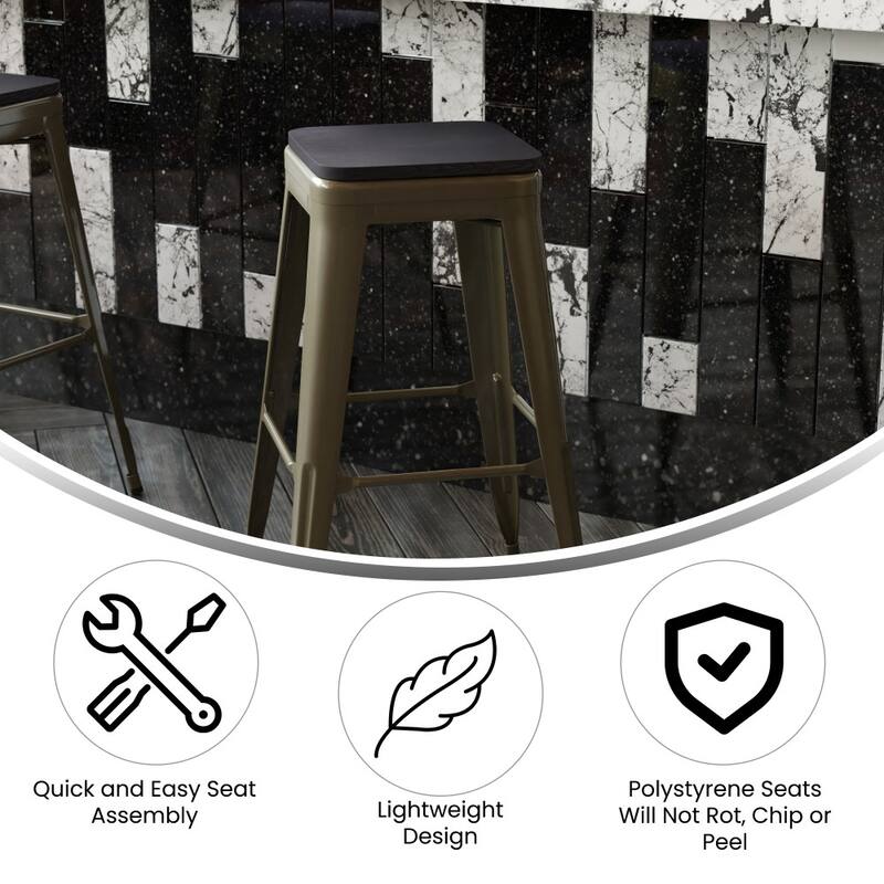 All-Weather Backless Commercial Bar Stool with Poly Resin Seat