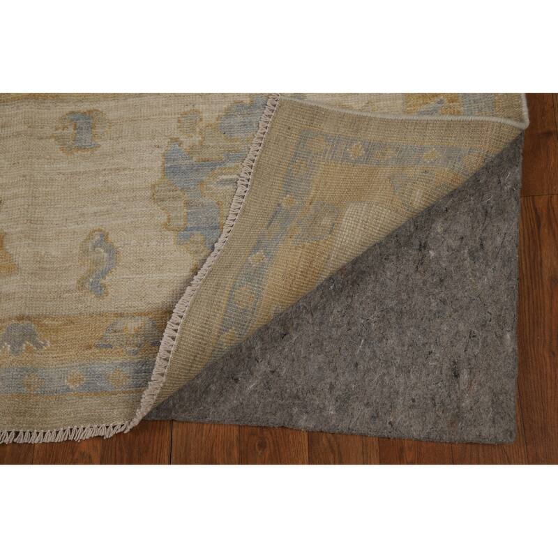 Hand Knotted Oriental 100% Wool Carpet Transitional All-Over Beige & Ivories Oushak Area Rug - 11' 8'' X 9' 1''
