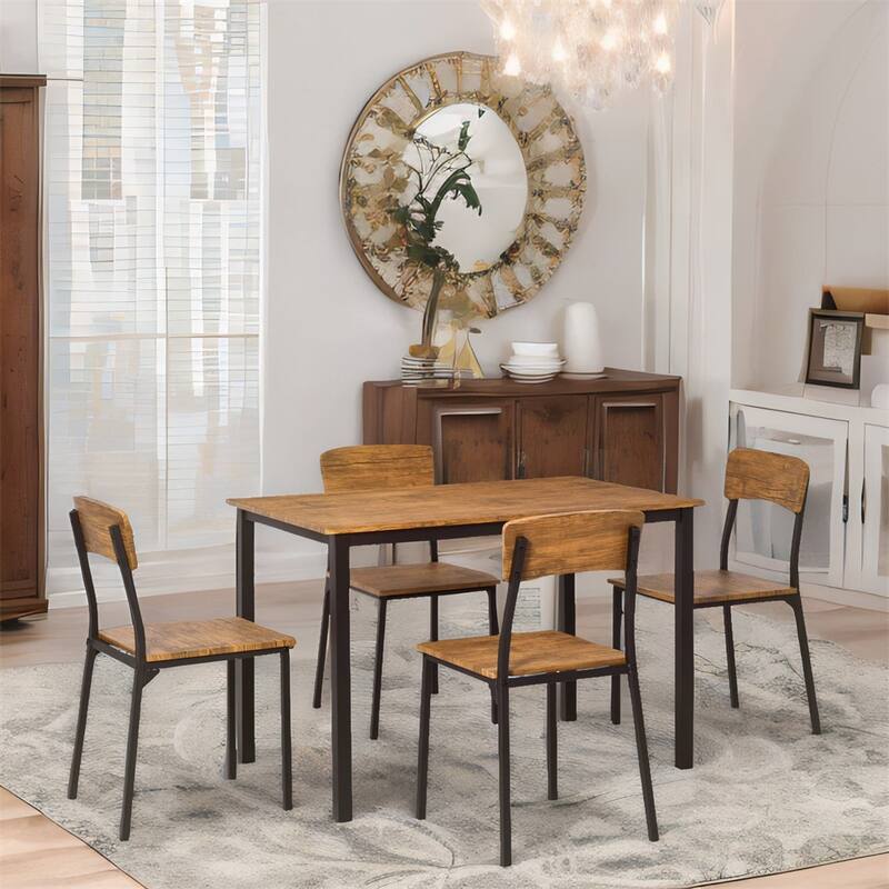 5 Piece Dining Table Chairs Sets with 1 Dining Table and 4 Chairs
