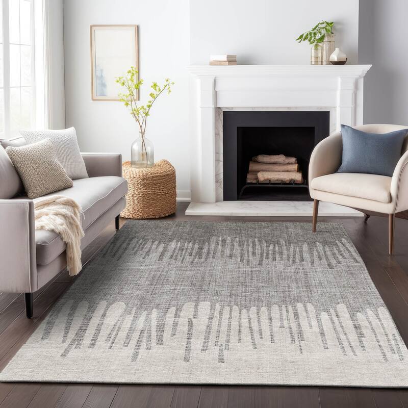Machine Washable Indoor/Outdoor Modern Ombre Chantille Rug