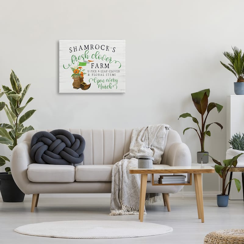 Stupell Shamrock Clover Farm Typography Sign Grainy Pattern Canvas Wall Art Design By Lux + Me Designs
