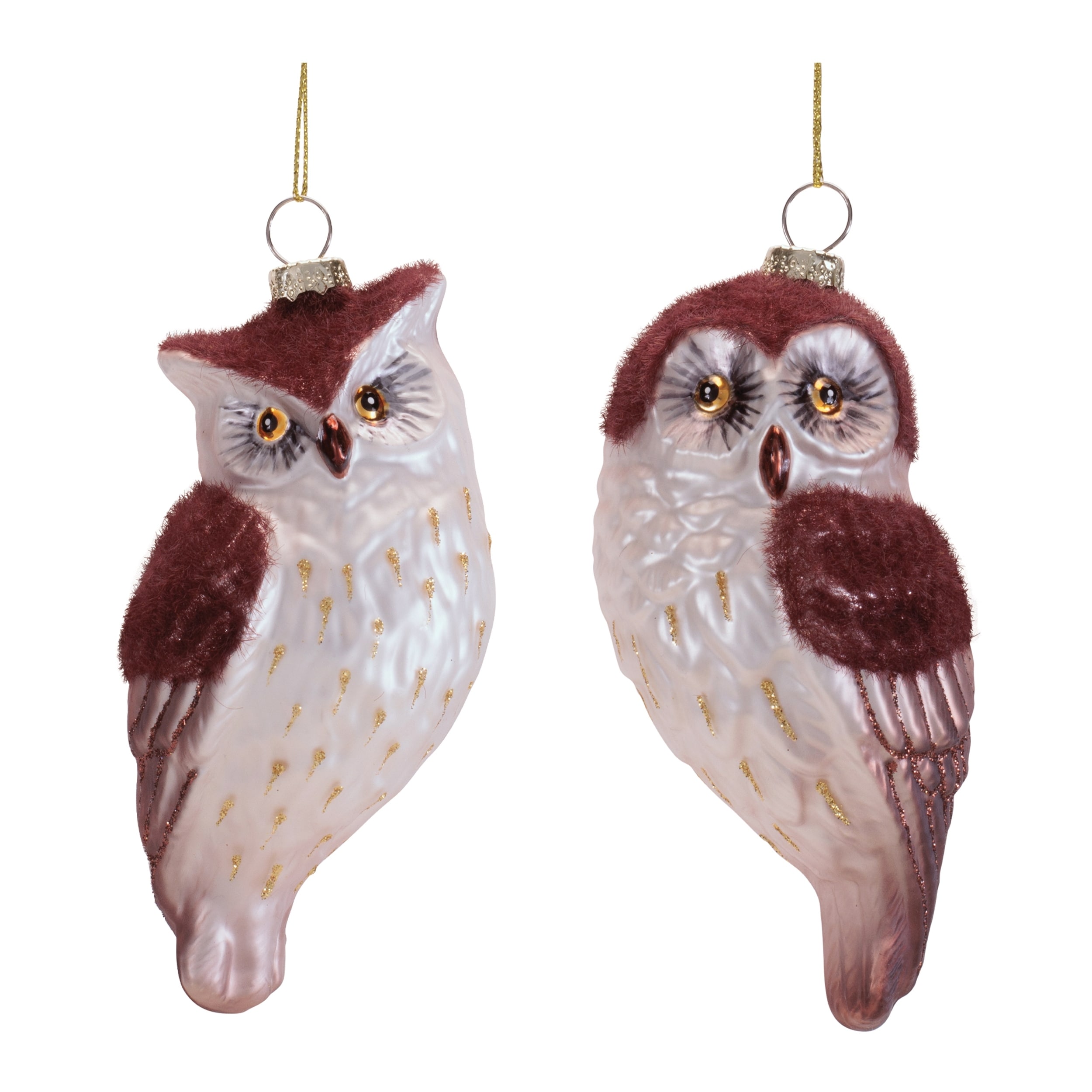 Glass Owl Ornament Set of 12