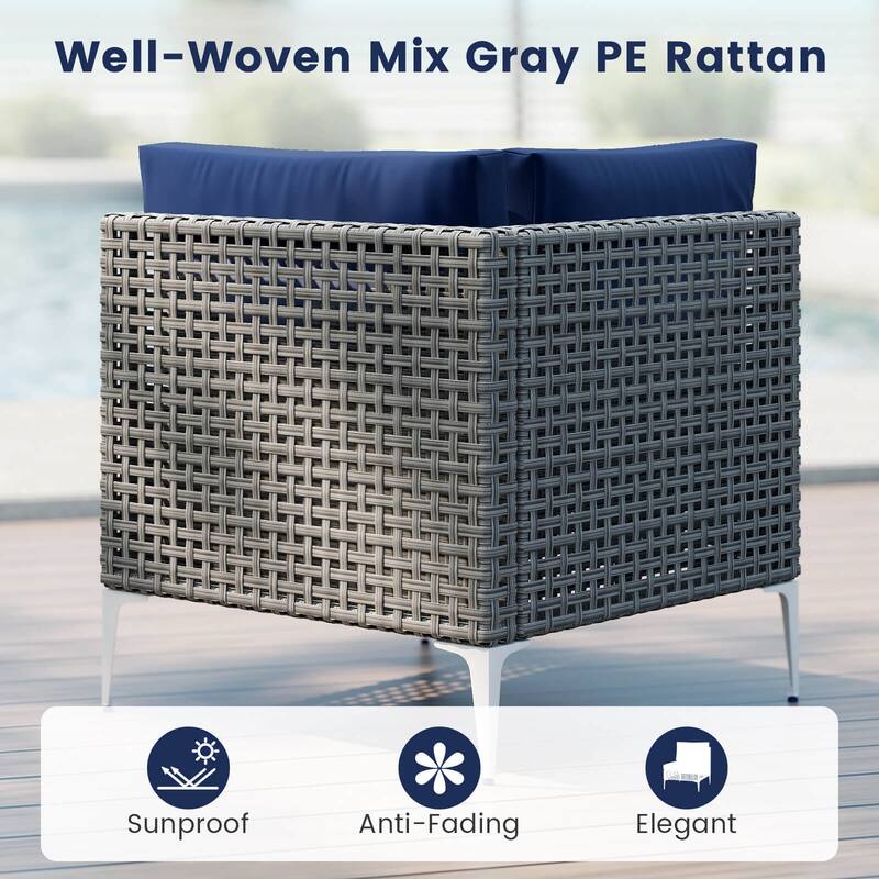 Costway 5 PCS Outdoor Furniture Set with Seat & Back Cushions Tempered - Navy - See Details