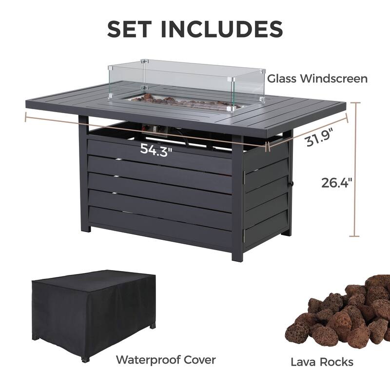 4 Pcs Patio Furniture Set with Propane Firepit
