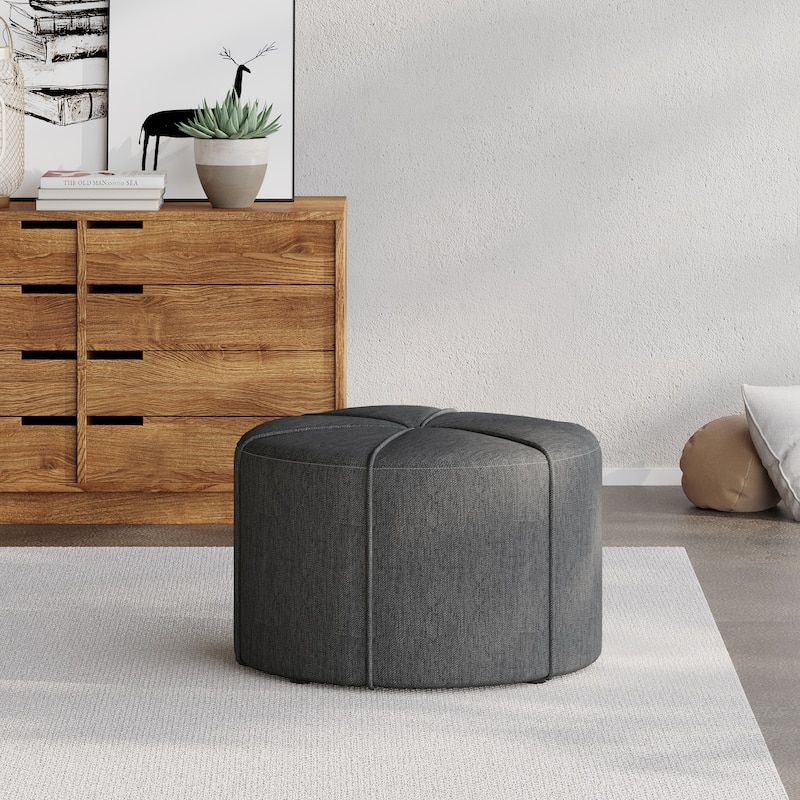 Birdsong Upholstered Round Ottoman by Christopher Knight Home - Charcoal/Black
