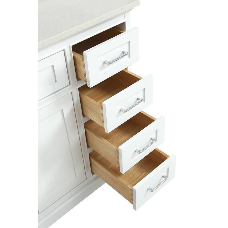 KitchenBathCollection Aria 48" Bathroom Vanity with Quartz Top