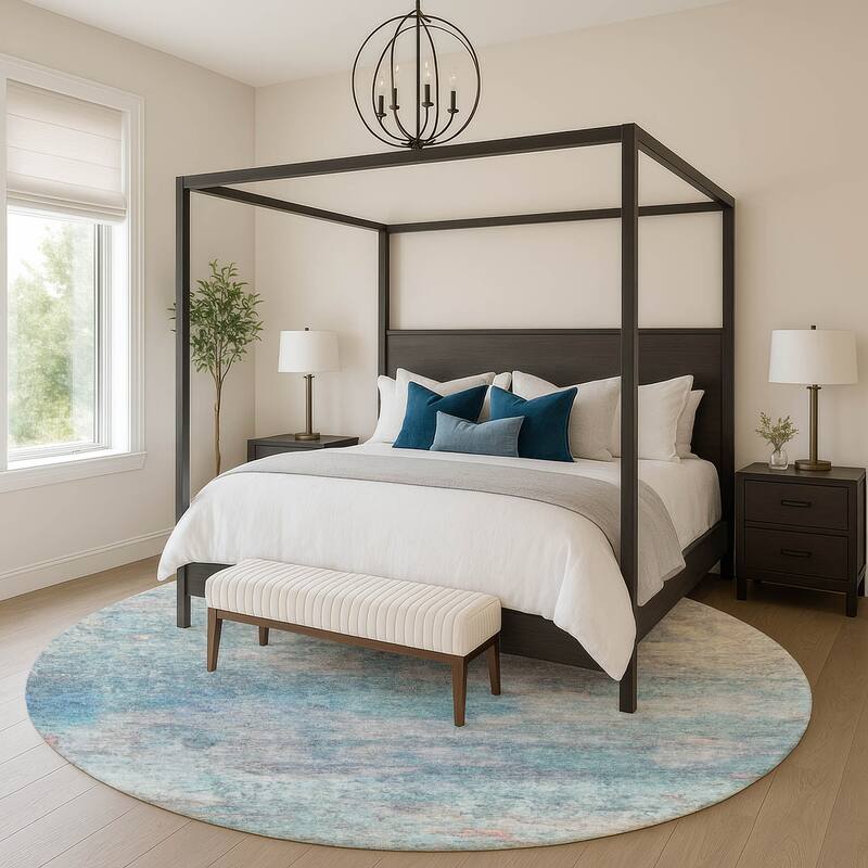 Premium Washable Super Soft Abstract Chic Mayfield Rug - Aqua - 8' x 8'