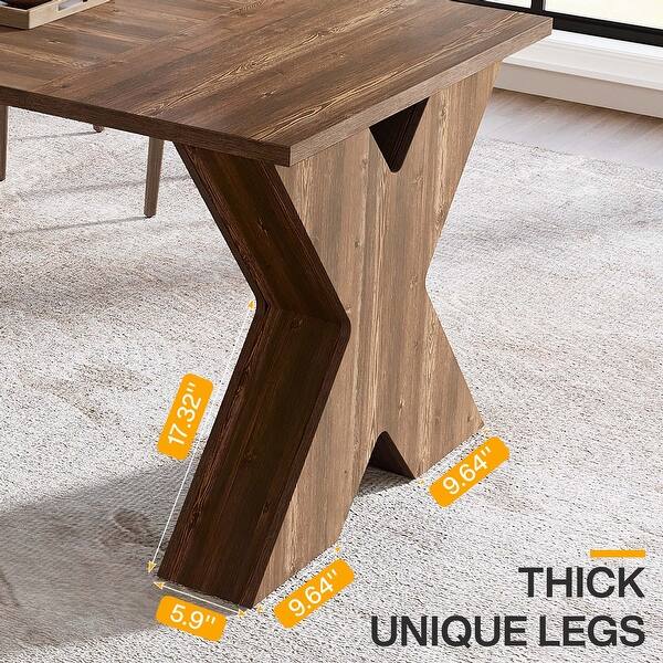 63-Inch Rectangular Farmhouse Wood Dining Table for Dining Room Kitchen ...