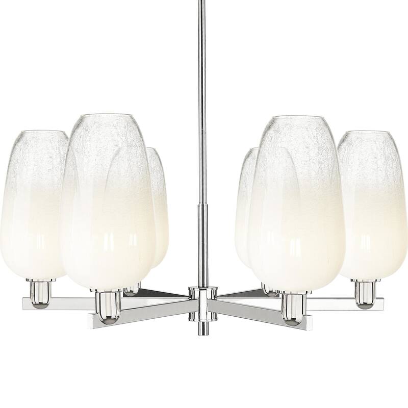 Innovations Lighting 716-6CR-17-24 Brookhaven Flute Chandelier - Polished Nickel / Opal