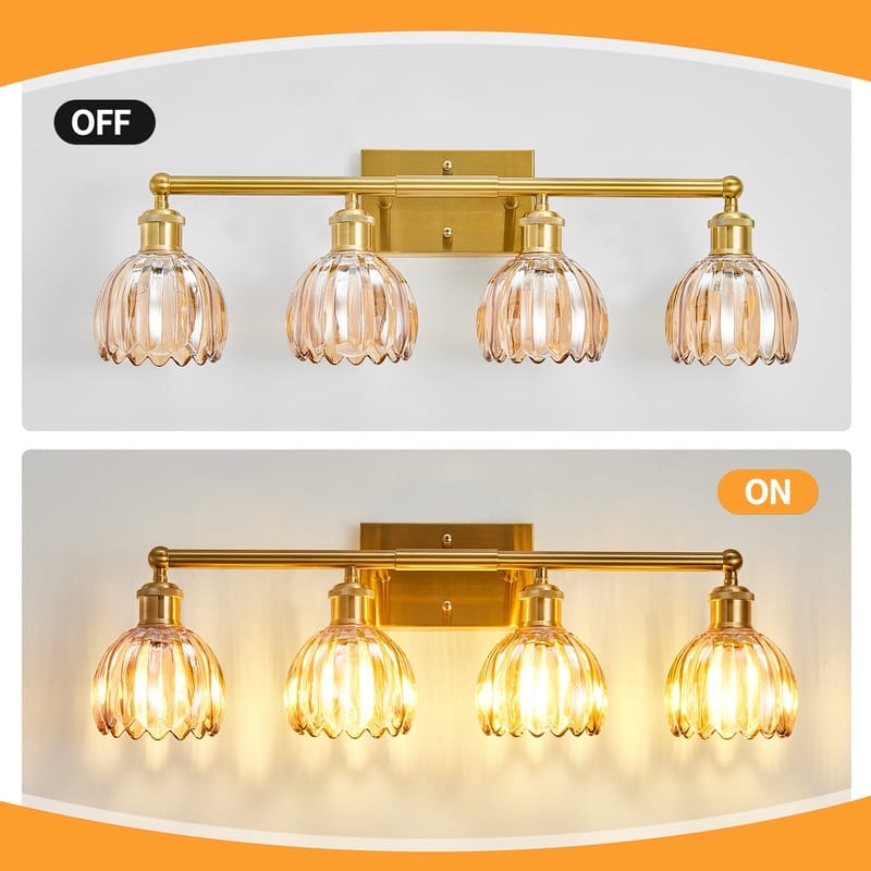 Modern Vintage Bathroom Vanity Light - Patterned Glass Shade E26 Bulb Base