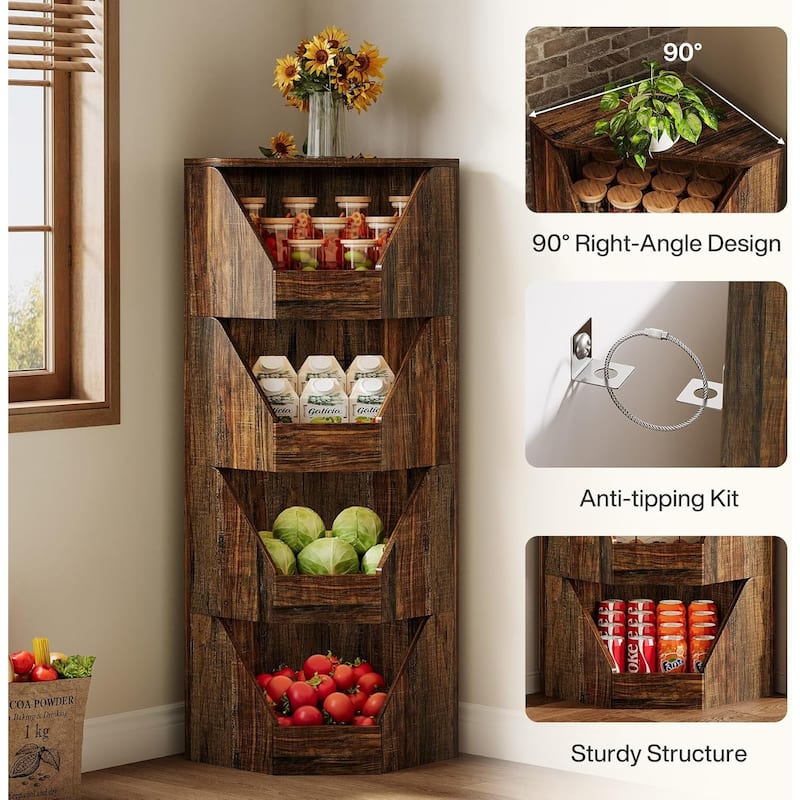 4-Tier Fruit and Vegetable Storage Rack for Kitchen Living Room