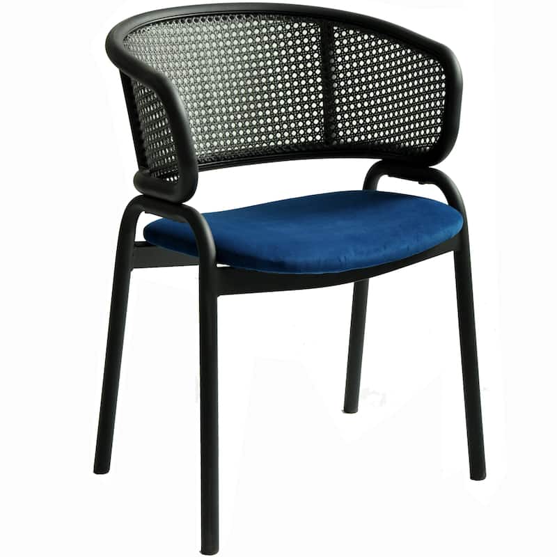 Ervilla Modern Upholstered Dining Chair with Cozy Armchair and Black Iron Legs for Dining Room Kitchen Patio - Navy Blue