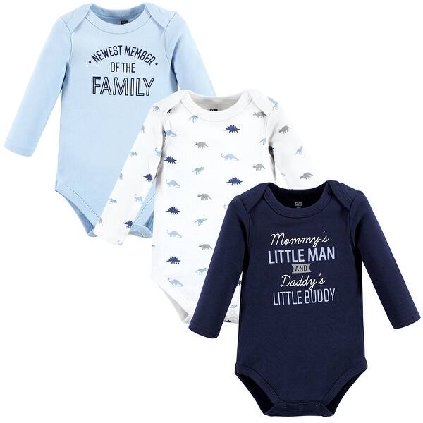 slide 1 of 1, Hudson Baby Infant Boy Cotton Long-Sleeve Bodysuits, Newest Family Member 0-3 Months - Newest Family Member