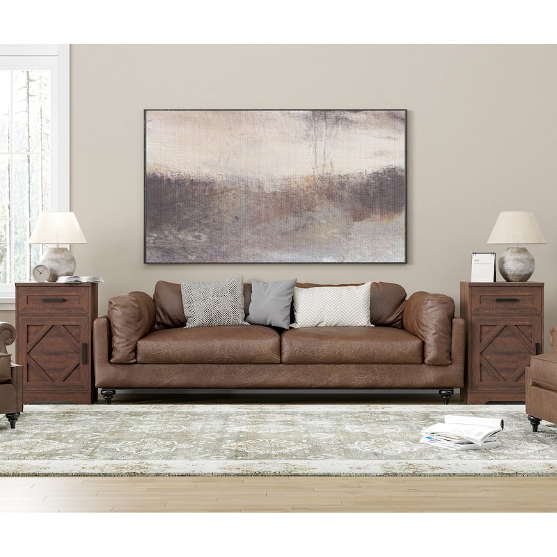 WAMPAT 2 Pack End Table with 1 Drawer & Door for Living Room