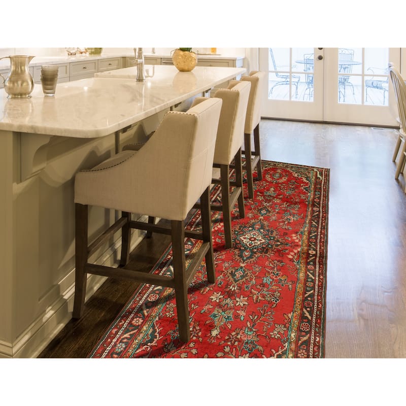 Fine Vintage Distressed Tristan Red/Charcoal Runner - 3'5" x 10'3"