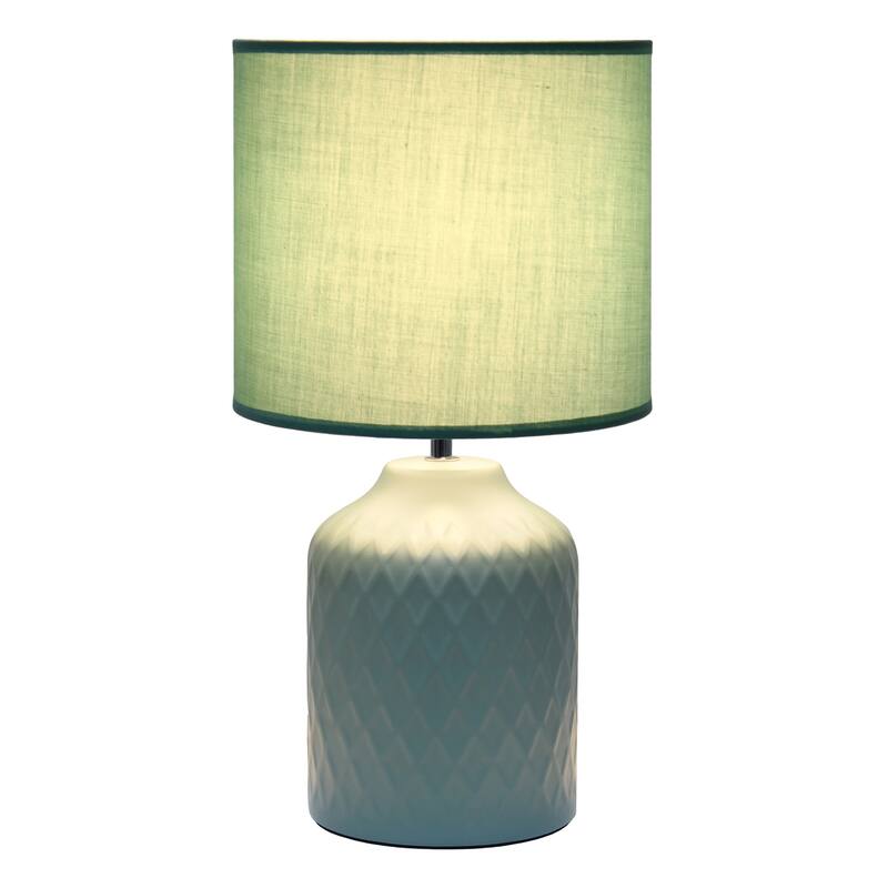 Chevron Ceramic Base Table Lamp with Drum Shade - 17.25" - Seafoam Green