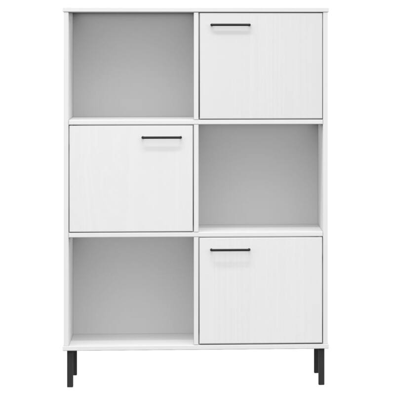 vidaXL Bookshelf Book Cabinet with Metal Legs Storage Cabinet OSLO Solid Wood - 35.4" x 13.8" x 50.6"