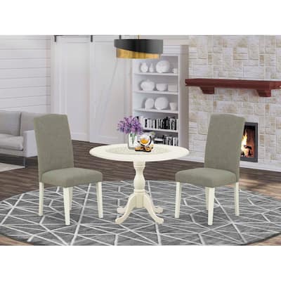 3-Piece Linen White Finish Solid Wood Top Dining Room Set (Seats-4)