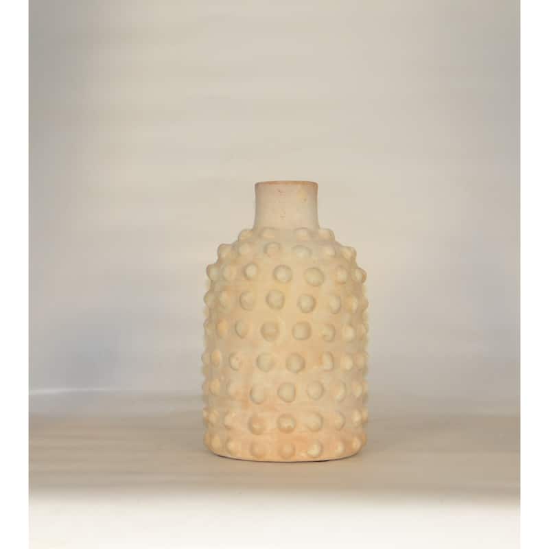 Solid Fully Beaded Terracotta Vase - 12.25" - Brown