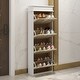 preview thumbnail 3 of 8, 61"Tall 4 Drawer Shoe Cabinet Space Saving(White&Oak)