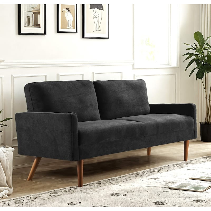 European Style Velvet 3 Seater Black Sofa, 67x30x33 inches