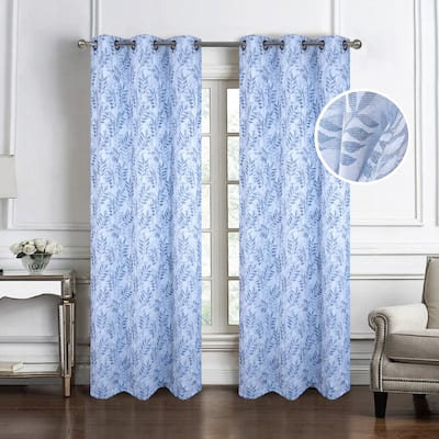 Ellis Floral Leaves Room Darkening Window Curtain Panel Pair