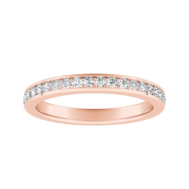 Auriya 14k Gold Classic Moissanite Wedding Band 1/4ctw - Rose - 7