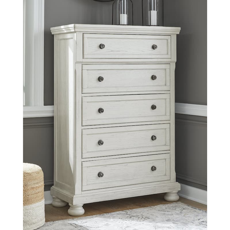 Signature Design by Ashley Robbinsdale Antique White Five Drawer Chest - Antique White - 5-drawer