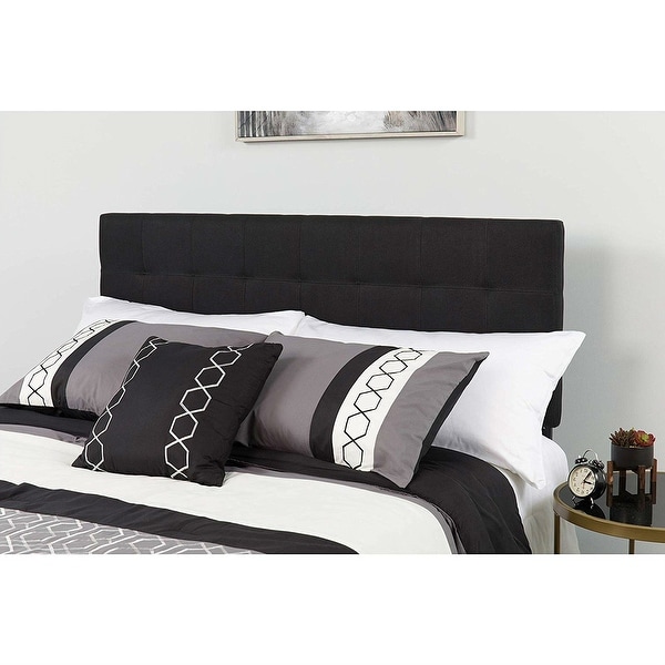 Black fabric sales headboard queen