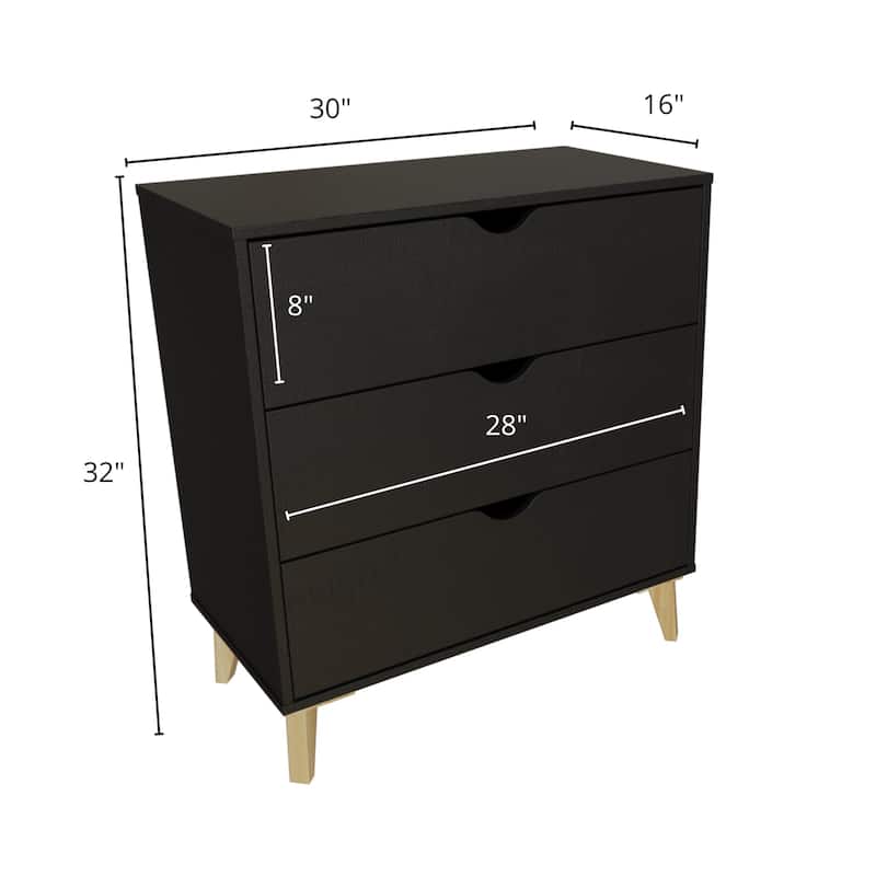 Mid Century Modern Tall 3-Drawer Dresser