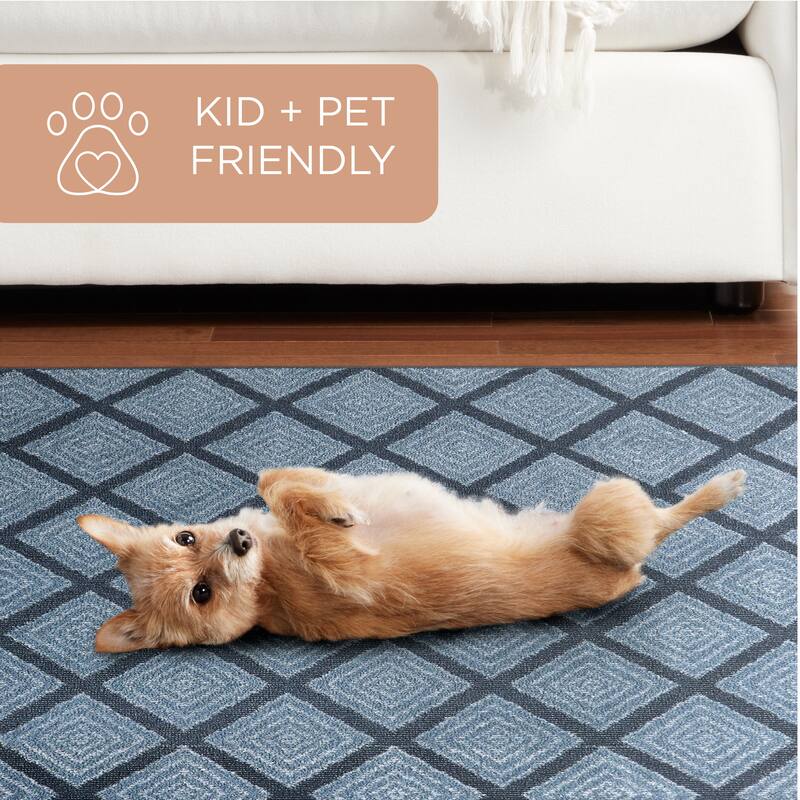 TOWN & COUNTRY EVERYDAY Rein Solid Diamond Everwash Washable Non-Slip Backing Area Rug