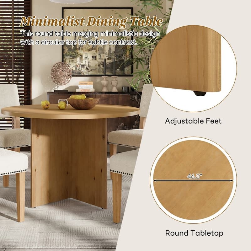 5-Piece Round Dining Table Set with 4 Upholstered Dining Chairs