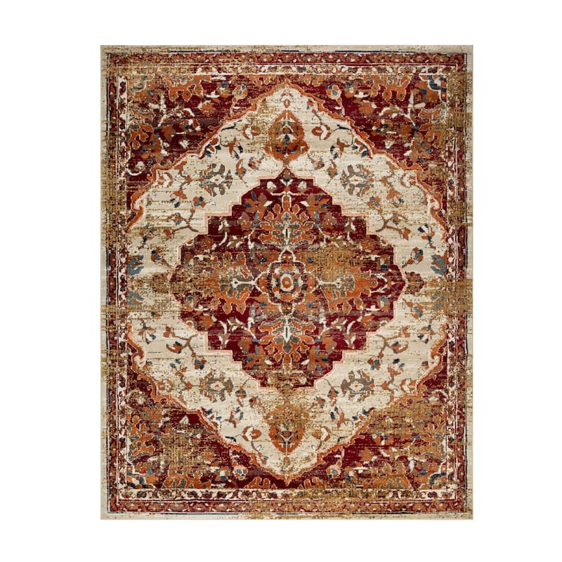 Traditional Floral Medallion Indoor Runner or Area Rug by Superior