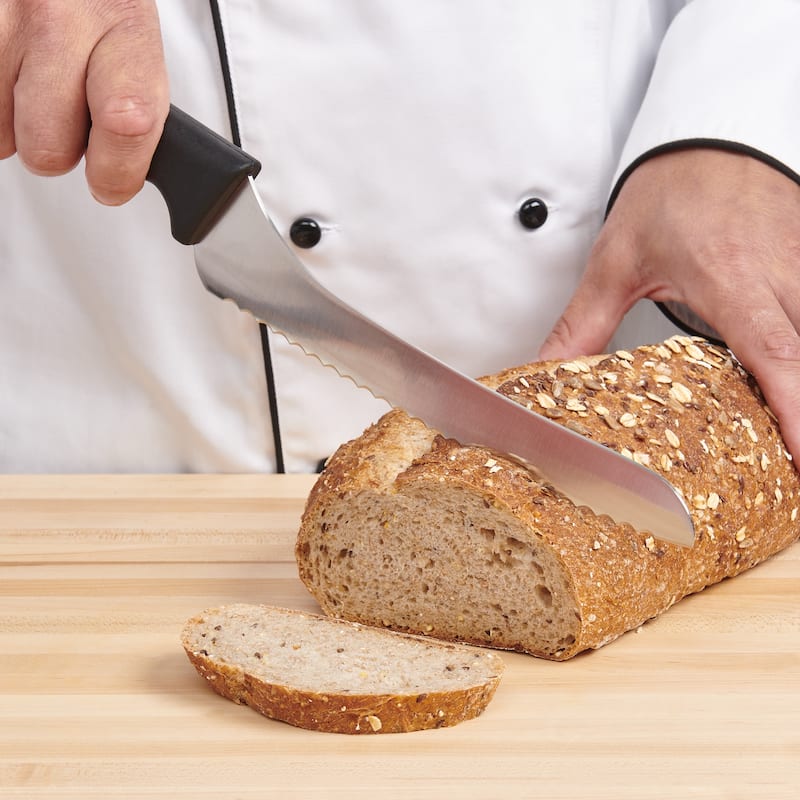 CatCora Offset Serrated Bread Knife, Professional 9-Inch German Steel Blade, Soft-Grip Handle, NSF-Certified Kitchen Knife