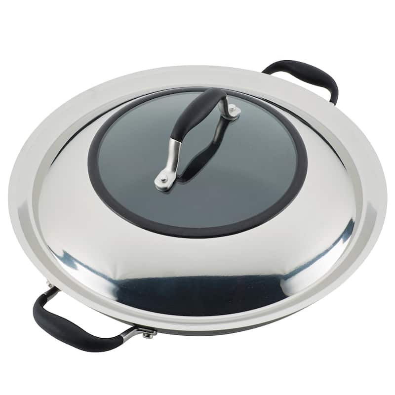 Advanced Home Nonstick Open Stock Cookware 14-Inch Covered Wok, Onyx