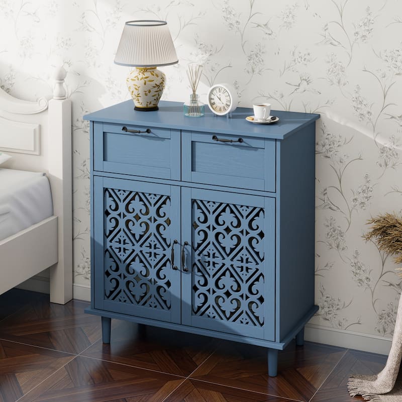 GDFStudio - Heritage Line American Style Wooden Storage Cabinet with 2 Doors and 2 Drawers