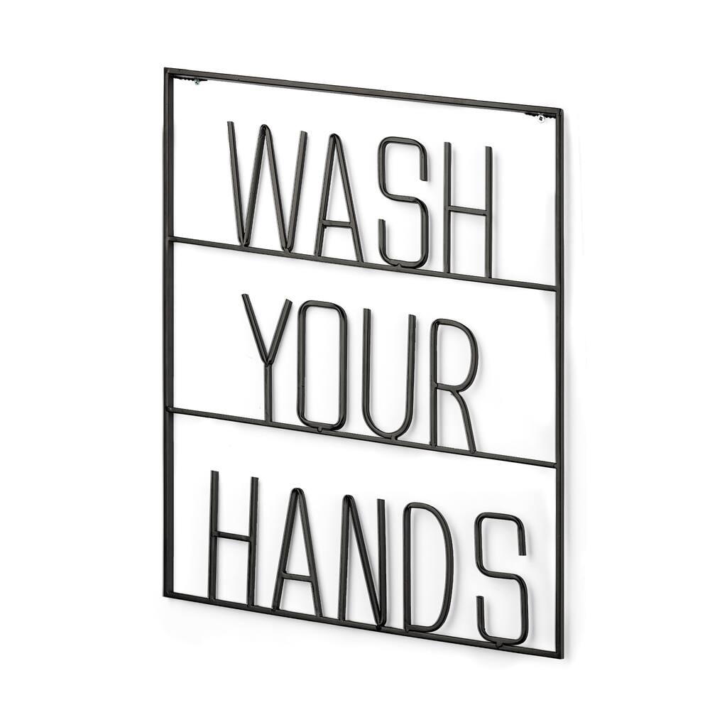 Wash Your Hands Black Metal Sign
