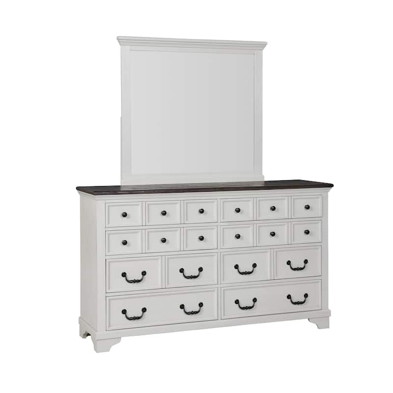 Furniture of America Eryndor Modern White 2-piece Solid Wood Dresser and Mirror Set