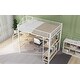 preview thumbnail 4 of 8, Metal Full Loft Bed w/Desk, Storage Stairs, Wardrobe, Shelves - White