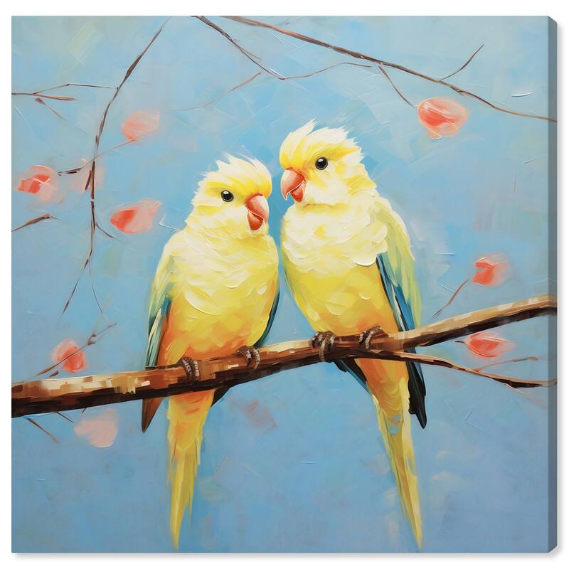 Wynwood Studio Canvas Animals Adventurous Birds Yellow and Neon Yellow Traditional Wall Art Canvas Print