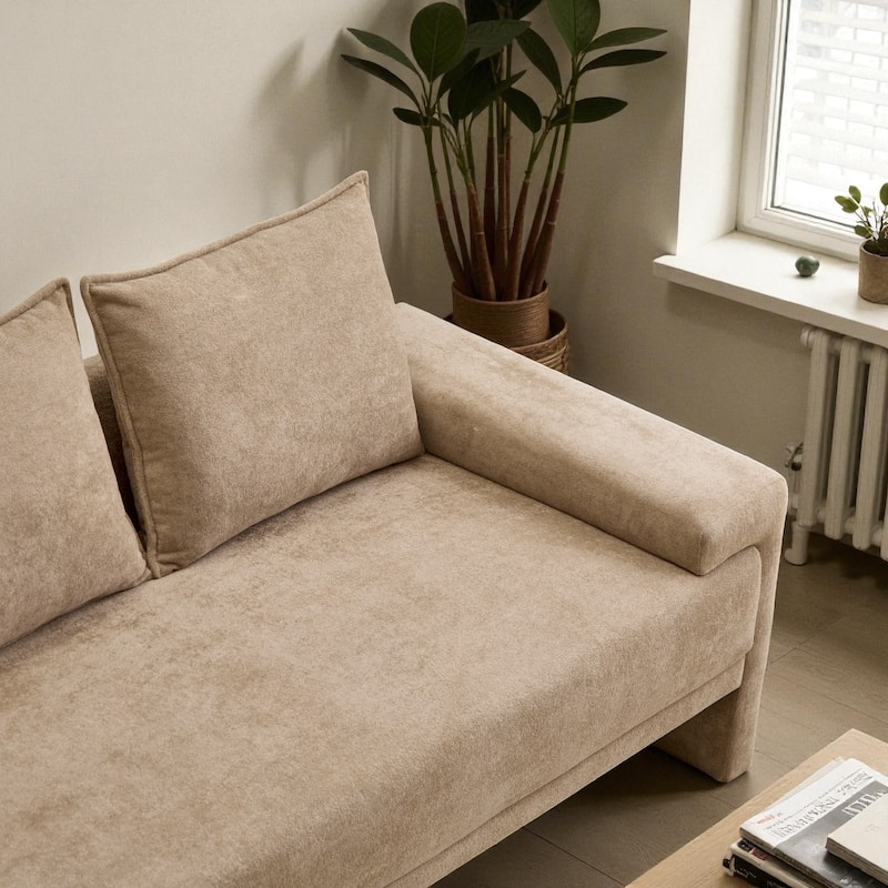 84.5" Modern Velvet Upholstered Sofa, 3-Seater Couch with Durable Wooden Frame for Living Room & Apartments