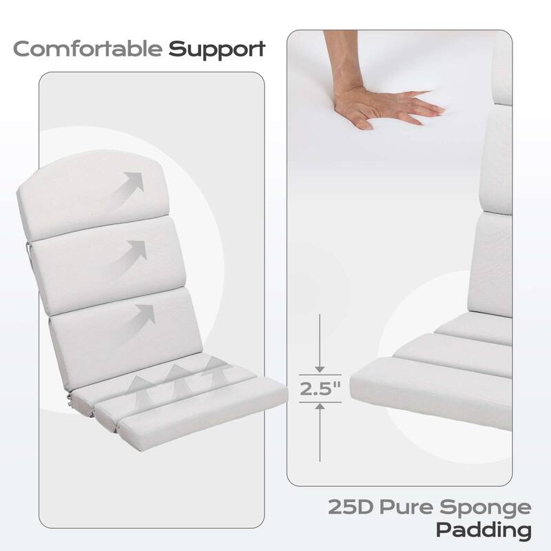 Aoodor Patio Chair Cushion Set of 2 - High-Back Adirondack Patio Cushions with Ties