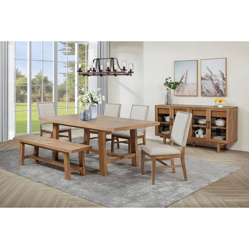 Middleton Extension Leaf Dining Set Brown and Beige - 6-Piece
