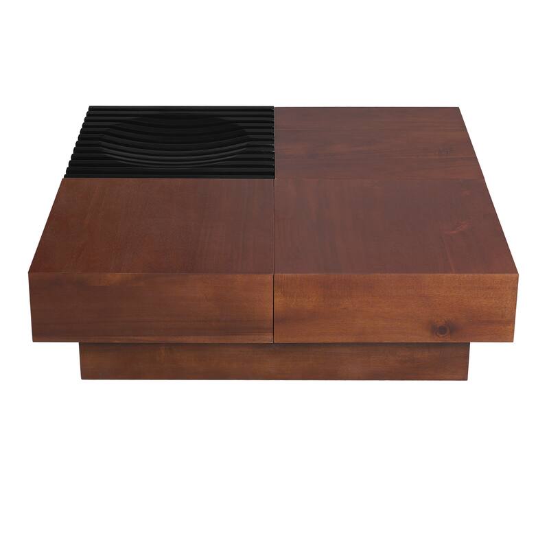 Wood Coffee Table Office Table with Smart Storage Compartments, Accent Table Dining Table with Drawers