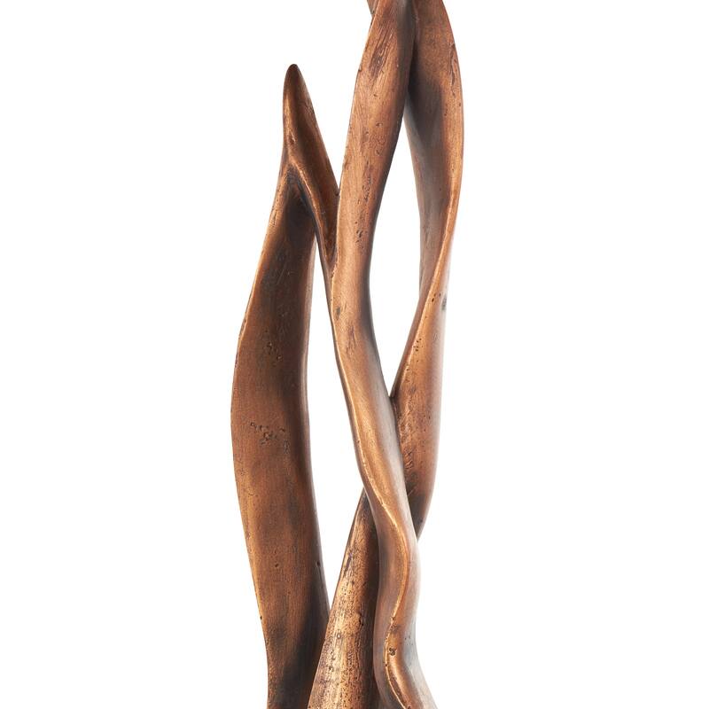 Bronze Polystone Handmade Abstract Decorative Sculpture with Rectangle Black Base